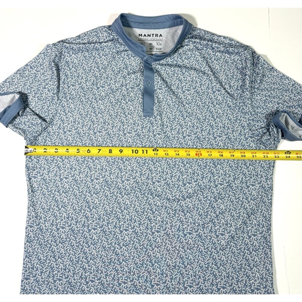 Mantra Mens Catalyst Polo Shirt Size XL Blade Collar Performance Golf Blue Print - Picture 8 of 9